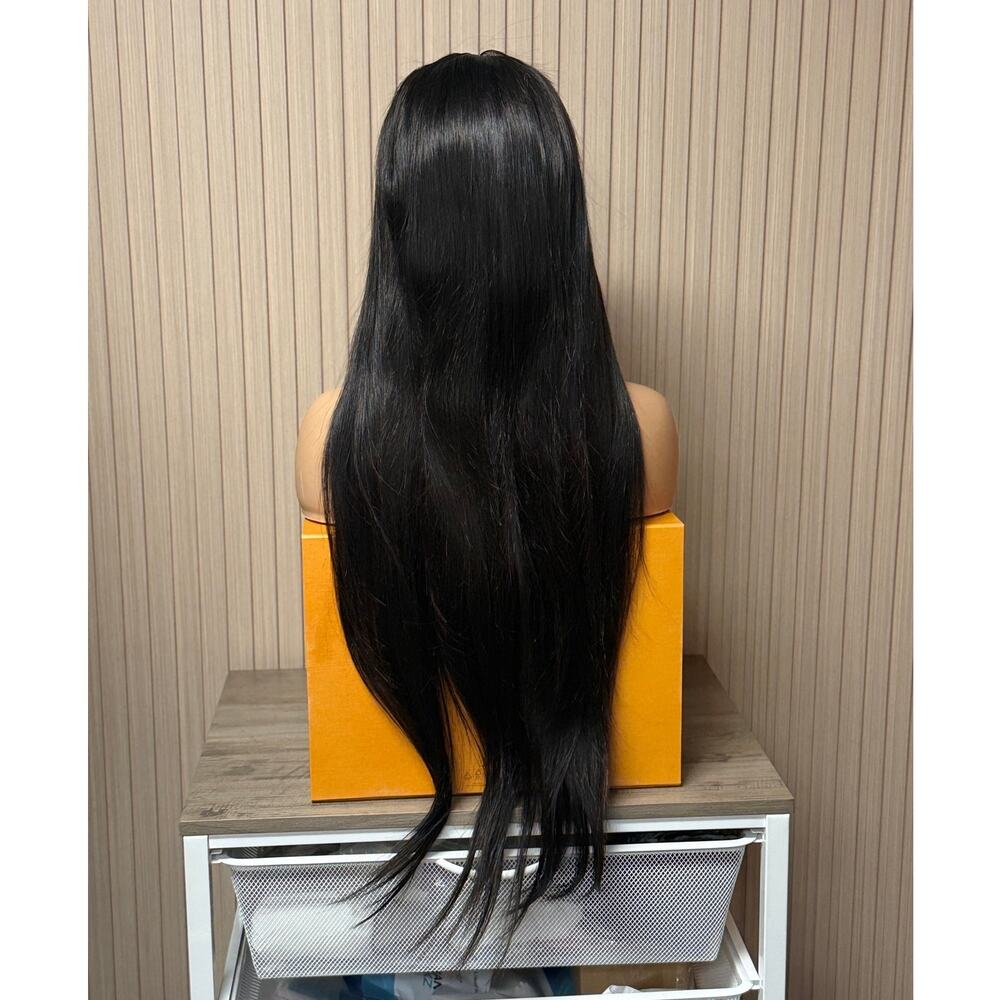 HD Full Lace Wig 28" Straight Black 1B Human Hair NWT